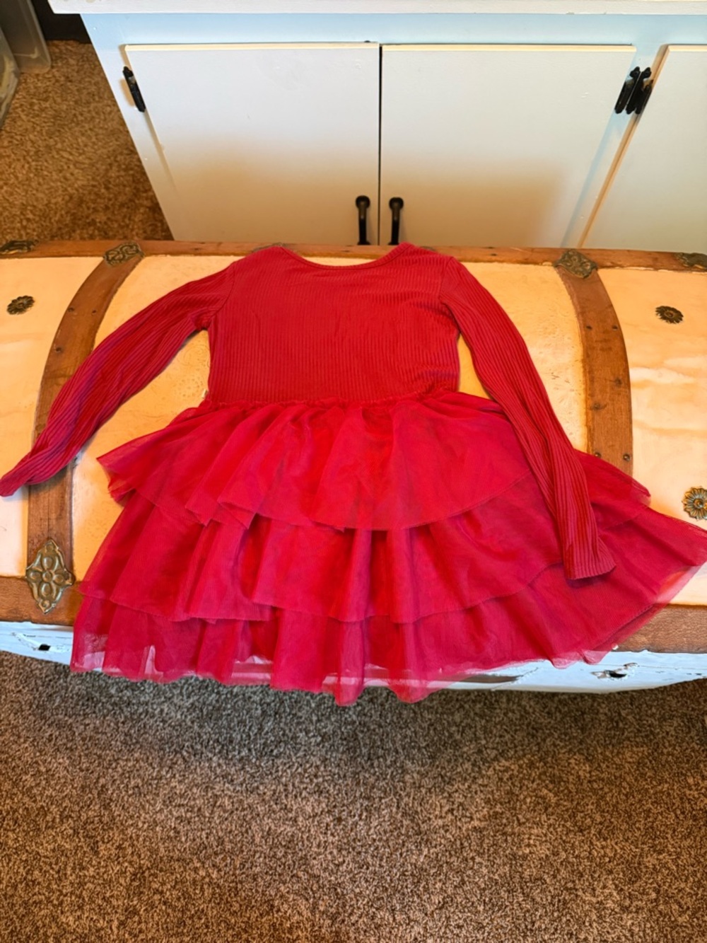 Posh Peanut Red Ribbed Long Sleeve Top